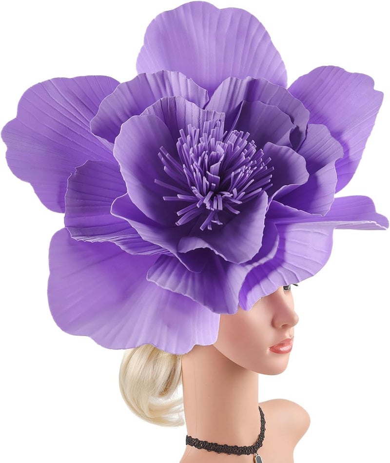 LDFWAY Large Flower Fascinators for Girls Women Tea Party Cocktail Headwear Derby Hats with Headband and Clip for Wedding - Image 5